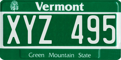 VT license plate XYZ495