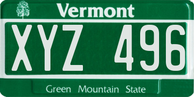 VT license plate XYZ496