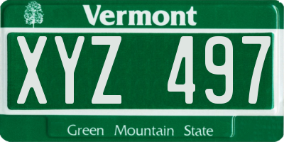 VT license plate XYZ497