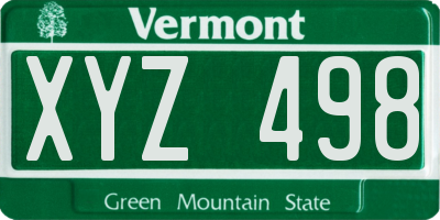 VT license plate XYZ498