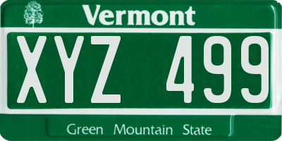 VT license plate XYZ499
