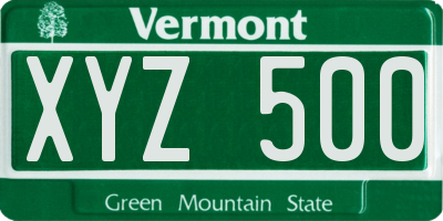VT license plate XYZ500