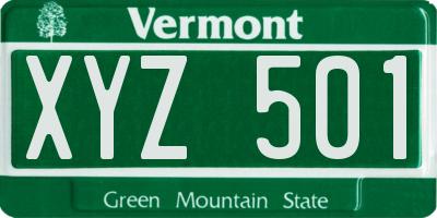 VT license plate XYZ501