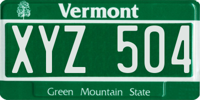 VT license plate XYZ504