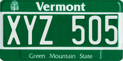 VT license plate XYZ505