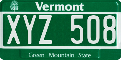VT license plate XYZ508