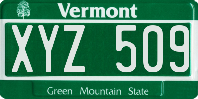VT license plate XYZ509