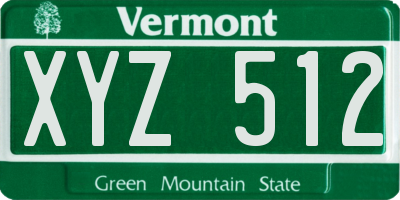 VT license plate XYZ512