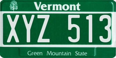 VT license plate XYZ513