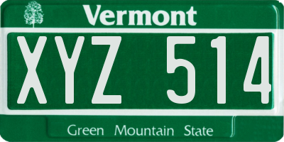 VT license plate XYZ514