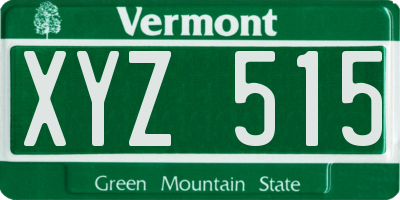VT license plate XYZ515