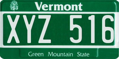 VT license plate XYZ516