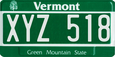 VT license plate XYZ518