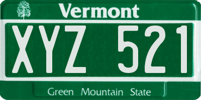 VT license plate XYZ521