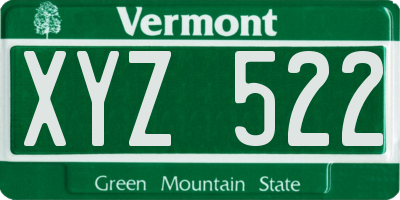 VT license plate XYZ522