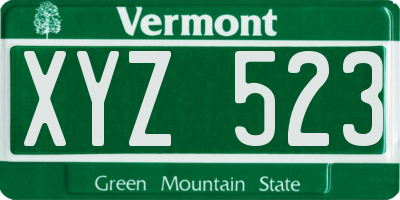VT license plate XYZ523