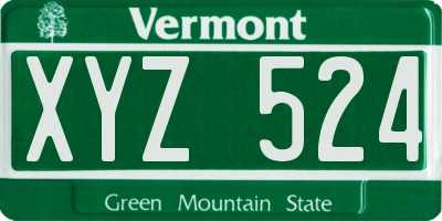 VT license plate XYZ524