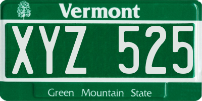 VT license plate XYZ525