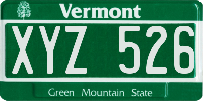 VT license plate XYZ526