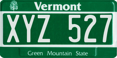 VT license plate XYZ527