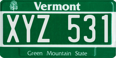 VT license plate XYZ531