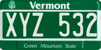 VT license plate XYZ532