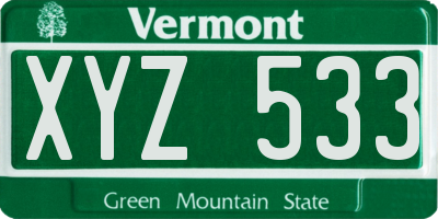 VT license plate XYZ533