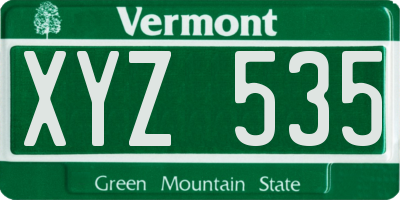 VT license plate XYZ535