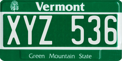 VT license plate XYZ536