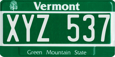 VT license plate XYZ537