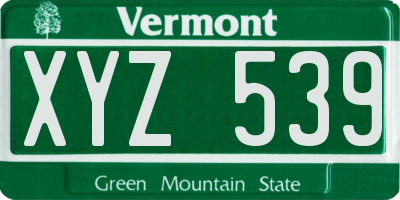 VT license plate XYZ539