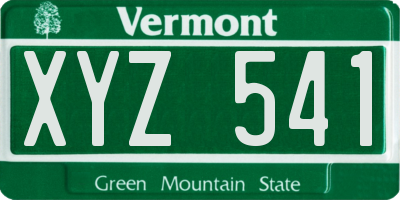 VT license plate XYZ541