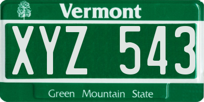 VT license plate XYZ543