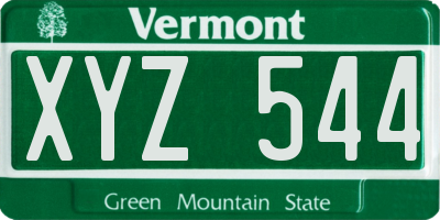 VT license plate XYZ544