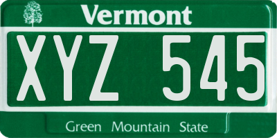 VT license plate XYZ545