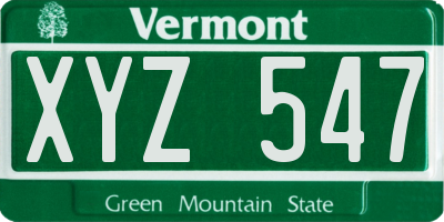 VT license plate XYZ547