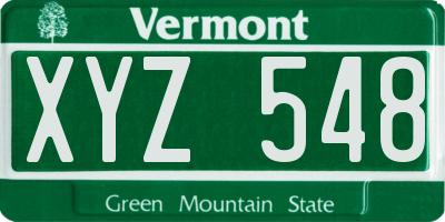 VT license plate XYZ548