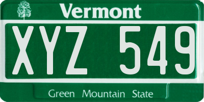 VT license plate XYZ549