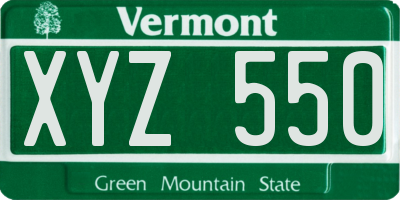 VT license plate XYZ550