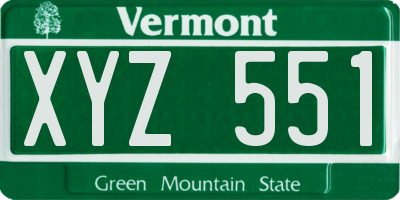 VT license plate XYZ551