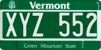 VT license plate XYZ552