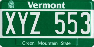 VT license plate XYZ553