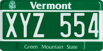 VT license plate XYZ554