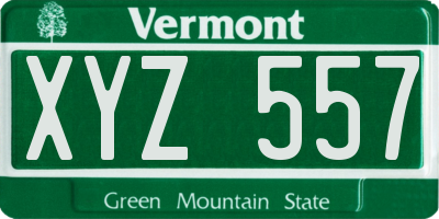 VT license plate XYZ557