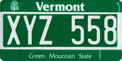 VT license plate XYZ558