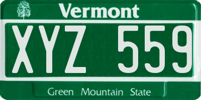 VT license plate XYZ559