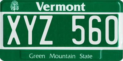 VT license plate XYZ560