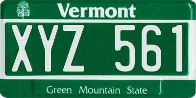 VT license plate XYZ561