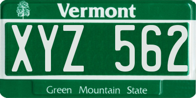 VT license plate XYZ562