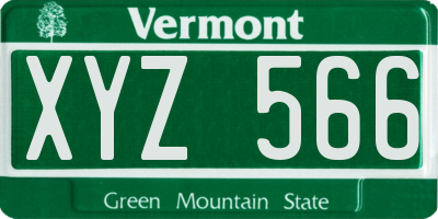 VT license plate XYZ566